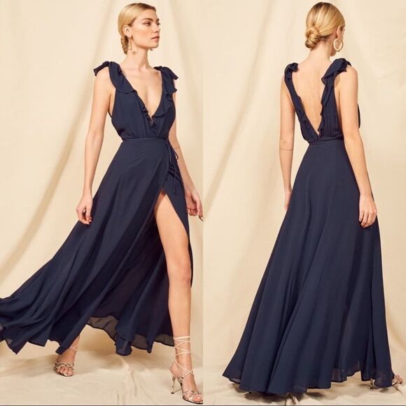 Reformation Peppermint Maxi Dress in Navy size XSP - Picture 14 of 16